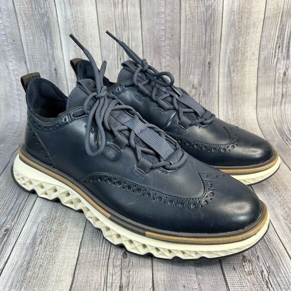 Cole Haan 5.ZEROGRAND Wingtip Oxford Shoes Men's 9W Dark Navy C38901 - Picture 1 of 11